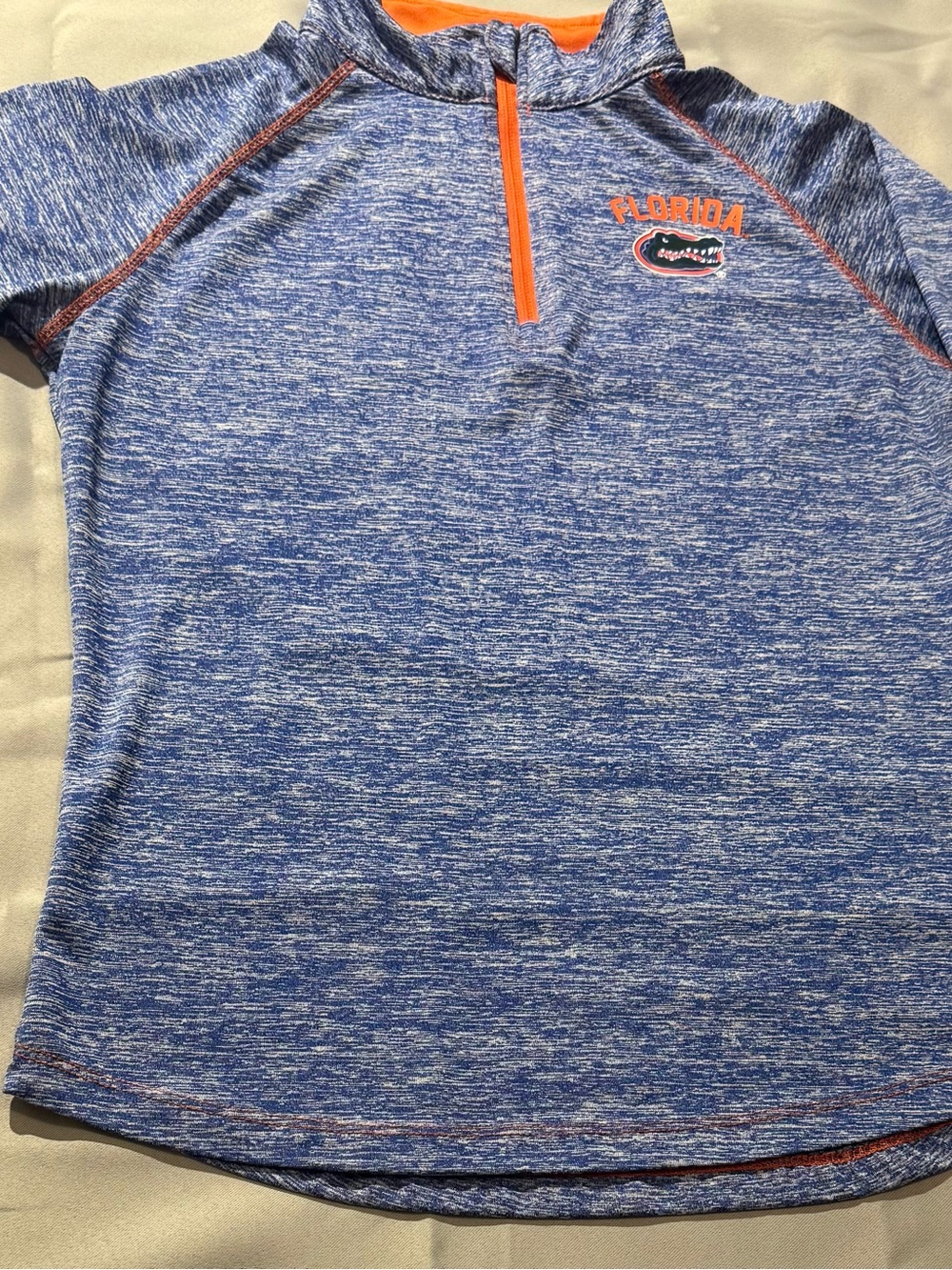 Colosseum Heather Blue Pullover with Orange Trim